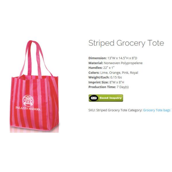 STRIPED GROCERY TOTE, eco-friendly, reusable, durable, recyclable and biodegrada