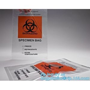 Buy cheap LDPE poly lab biohazard specimen bags with Zip lockk closure, biohazard specimen bags laboratory transport bags with docum from wholesalers