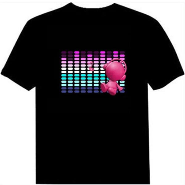 Quality Flashing Glowing Sound Activated LED T Shirt 2xAAA for sale
