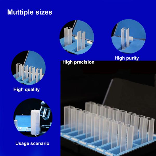 Corrosion-resistant and highly transparent quartz cuvettes are used in