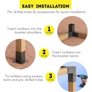 Wood Frame Pergolas Supporting 3-Way Corner Bracket Shoulders for Canopies