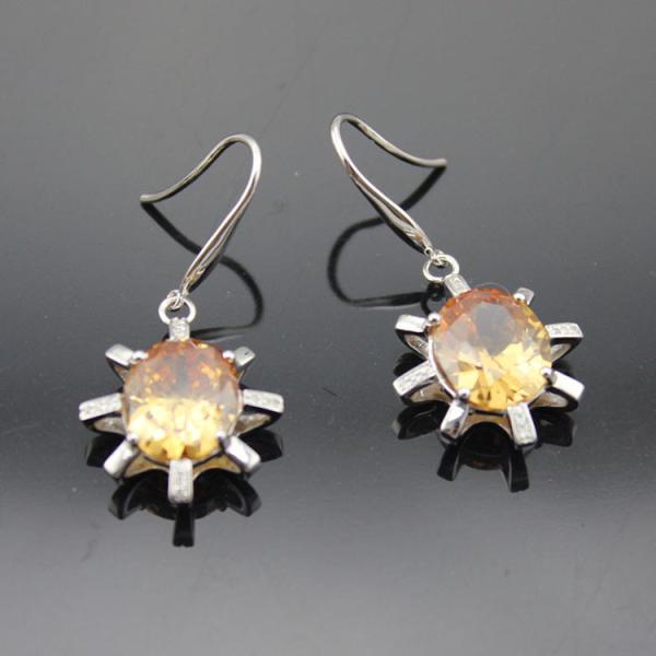 Buy cheap 925 Sterling Silver Oval Champagne Cubic Zirocnia Dangle Earrings(E06J) from wholesalers