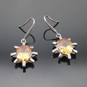 Buy cheap 925 Sterling Silver Oval Champagne Cubic Zirocnia Dangle Earrings(E06J) from wholesalers