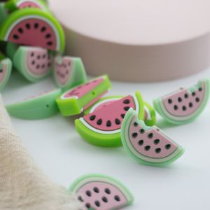 Red Watermelon Shaped Silicone Beads Soft For Baby Teething