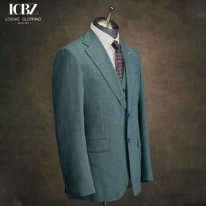 Buy cheap Formal Business Jacket in Grass Green Wool/Silk Fabric for Men's Slim Fit and Design from wholesalers