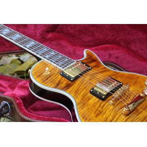 Buy cheap Custom double Tiger Flame Maple top supreme LP Electric Guitar golden hardware from wholesalers