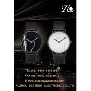 A unique dial design for men reisure and fashion wrist watch with pu leather