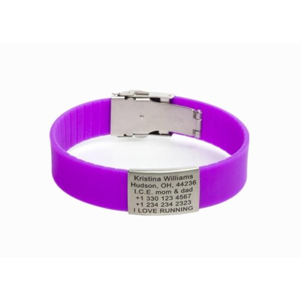 Cheap alert id wristband laser engraved elite sport runner id bracelet