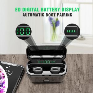 Tws Bluetooth Earpieces with Wireless Charging LED Digital Display Earphones
