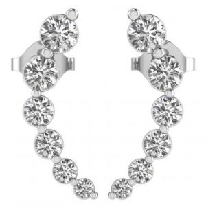 Buy cheap Handmade White Cubic Zircon Crawler 925 Sterling Silver Stud Earrings Rose Gold Plated from wholesalers