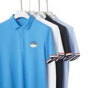 China Men's White Blue and Black Custom Polo Shirt Plain Golf T-Shirts with Customization on sale