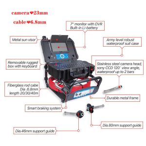 20m Industrial Endoscope Inspection Camera , CCTV Pipeline Inspection With DVR