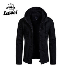 Buy cheap Winter Windproof Thin Work Outwear Blank Utility Cardigan Buttons Long Drawstring Hooded Coat Trench Men Jacket from wholesalers