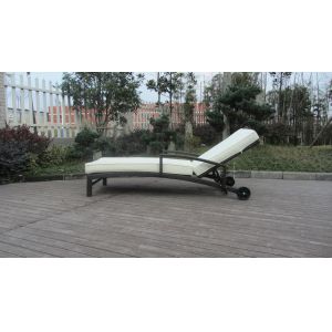 Buy cheap Adjustable Rattan Sun Lounger , Grey Folding Wicker Lounge Chair from wholesalers