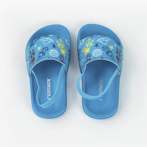 Buy cheap Kids Blue space travel EVA Slide sandal ship type sole Elastic fabric Heel Strap from wholesalers