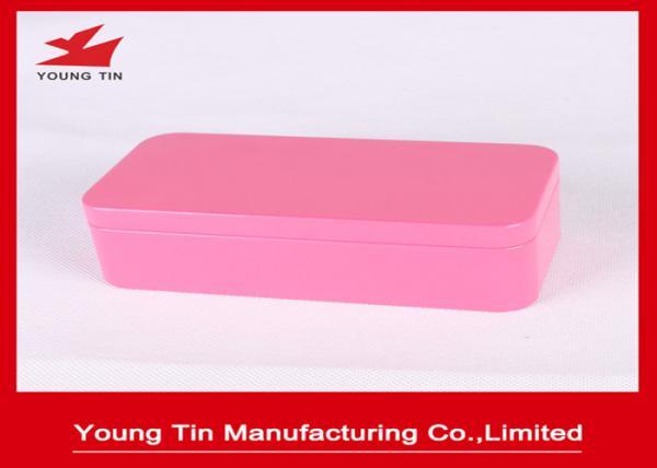 Quality Pink Plain Color Printed Empty Metal Cosmetic Packaging Tins 0.23 MM Tinplate Material for sale