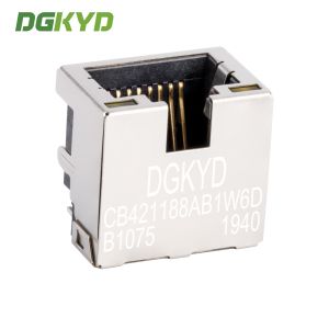 Buy cheap Metal Shielded Dip Low Profile Rj45 Jack SMT RJ45 connector sink board 4.2 DIP with shield and light DGKYDCB421188AB1W6DB1075 from wholesalers