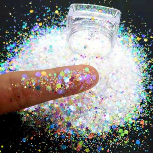 Buy cheap Christmas Decoration Supplies White Iridescent Glitter for Epoxy Floor Hexagon Mixed and Resistant to UV from wholesalers