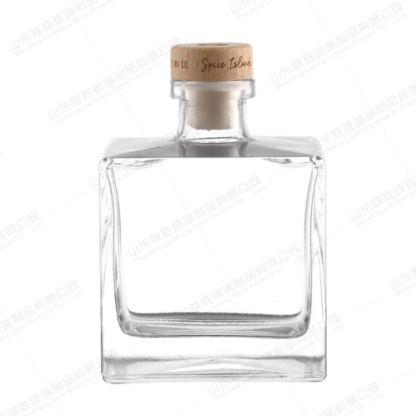 Quality Hot Stamping 500ml Clear Square Shape Wine Glass Bottle for Vodka Brandy Whisky Rum Tequila for sale