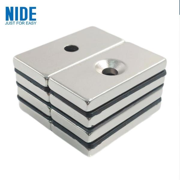 Quality Custom Electric Motor Spare Parts NdFeB Neodymium Magnet Square Strong With Hole for sale