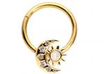 Buy cheap Solid 18K Gold Nose Piercing Moon Sun Shape With 0.06ct SI2 Natural Diamonds ODM from wholesalers
