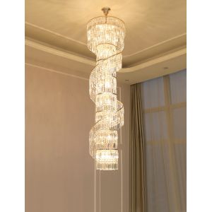 Luxury crystal chandelier duplex building hollow living room lamp large