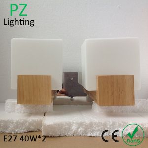 Buy cheap Two heads Natrual wood color Oak wood wall lamp E27 socket with white glass product