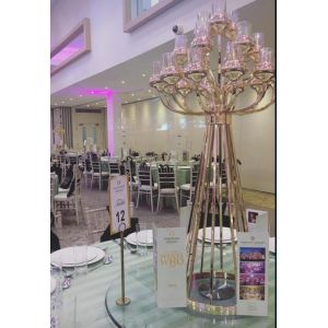 Buy cheap 16 Arm Gold Wedding Metal And Crystal Candelabra Tall 140CM from wholesalers