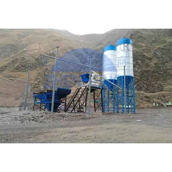Fixed HZS50 Stationary Concrete Batching Plant PLC Control System High