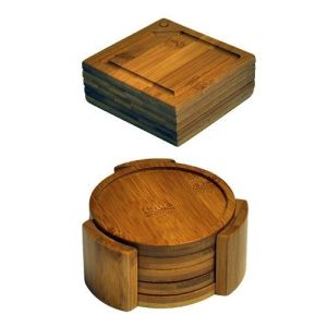 Buy cheap organic bamboo coaster set cup coaster with round and square shape for high quality and wholesale from wholesalers