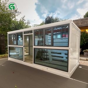 Buy cheap Customized Glass Prefab Folding Container House Temporary Accommodation Resort from wholesalers