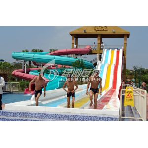 Giant Interactive Racing Fiberglass Water Slides with Multi Lane , Customized