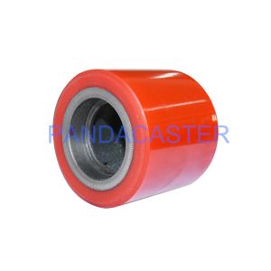 Buy cheap Red 80mm Pallet Jack Roller Wheels , Pallet Truck Rollers Polyurethane product