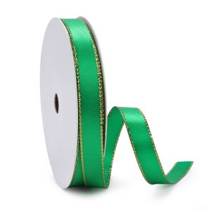 25mm Single Side Webbing for Gift Packing 100% Polyester Gold/Silver Metallic