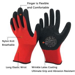 Buy cheap Comfortable 13 Gauge Latex Coated String Knit Gloves Elastic Cuff For Constructi product