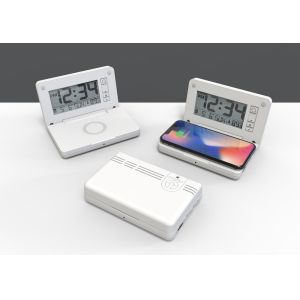 Qi Mobile Phone Wireless Charger With Thermometer Desktop Electric LCD Alarm