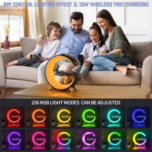 Hands Free Timer Controlled G Shaped Rgb Light Table Lamp With Wireless Charger