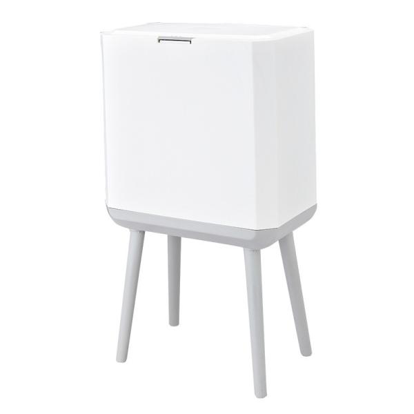 Trash Can with Lid Plastic Garbage Can with Push Button Narrow Modern Waste