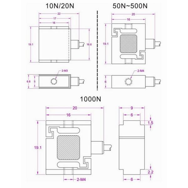 micro tension sensor 500N 300N 200N 100N 50N