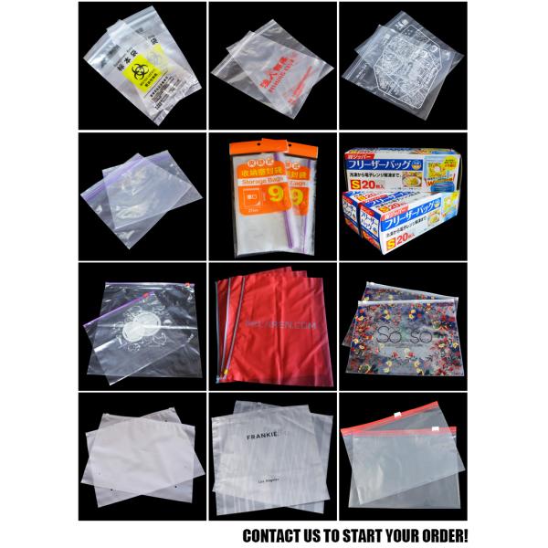 LDPE PE plastic slider zipper bag with white printing for food storage