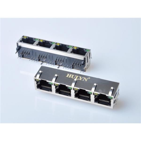 HULYN Very low profile, Shielded RJ45 Modular Jack, Through Hole Type, 1x4,with LEDs,