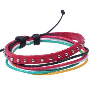 Buy cheap Rivet small fresh leather bracelet leather bracelet wax rope bracelet multilayer mixed from wholesalers