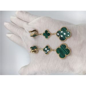 China Green 18k Gold Vca Alhambra Earrings , Van Cleef Onyx Earrings With Malachite on sale