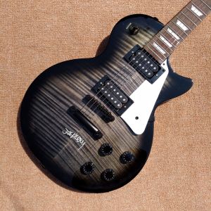 Buy cheap New style high quality LP standard joeperry electric guitar, Transparent black Flame Maple Top electric guitar from wholesalers
