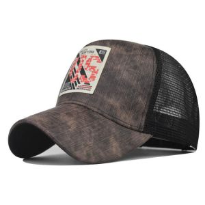 BIO Washed Cotton Mesh Trucker Caps Distressed 58cm Black Mesh