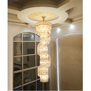 Luxury crystal chandelier duplex building hollow living room lamp large