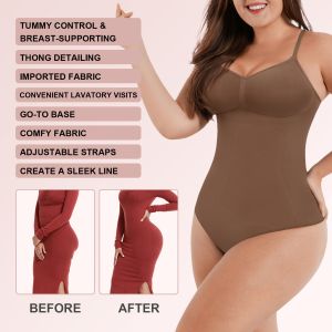 Buy cheap Seamless Tummy Control Bodysuit for Women Basic Solid Thong Shapewear Spandex Material from wholesalers