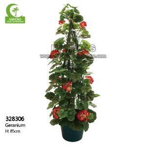 Buy cheap Lifelike Stunning 85cm Tall Artificial Potted Flower Geranium Outdoor Decorative from wholesalers