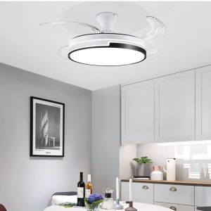 Buy cheap Metal LED Ceiling Light With Fan Acrylic Retractable Blades from wholesalers