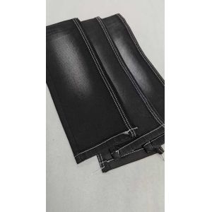 Buy cheap Middle elastic 12oz Black with full width 180-182cm construction 7+7*7/55/75 Denim fabric JSD3433A for men jeans from wholesalers